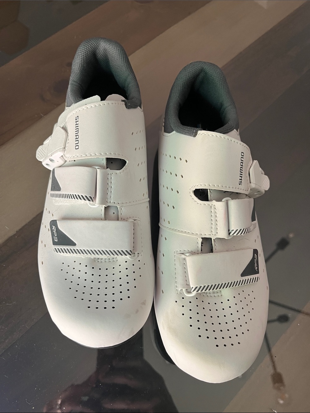 Shimano Kids White and Gray Cycling Shoes with Velcro Straps
